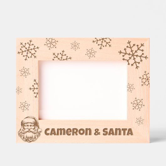 マイアンドサンタクローススノーフレーク名前をカスタムする レーザー彫刻フレーム (正面)