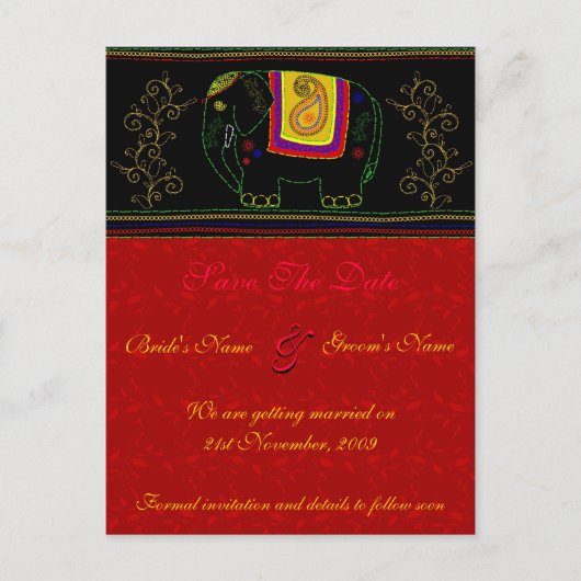 マイインディアンゾウ – インディアン赤 案内ポストカード (正面)