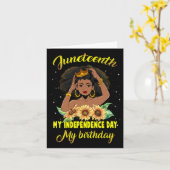 マイインディペンデンスデイ私の誕生日ブラッククイーンガール カード (黄色い花)