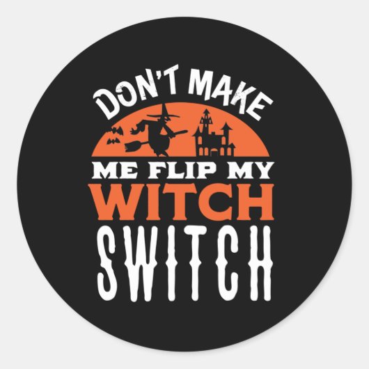 マイウィッチスイッチ面白いハロウィーン引用文とプリンをフリップ ラウンドシール (正面)