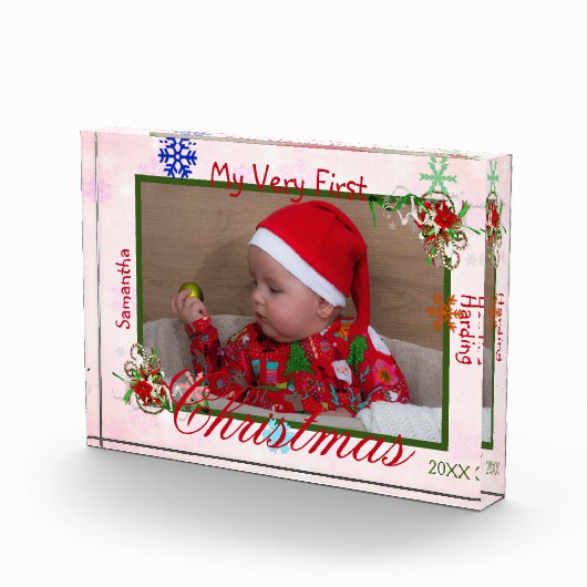 マイエイブリィ初めてのクリスマスベビーガールパーソナライズされた フォトブロック (右)