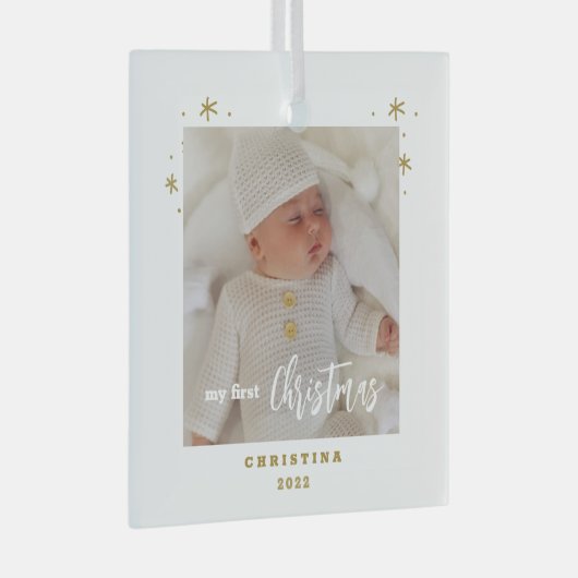 マイエレガント初めてのクリスマスベビーの写真 ガラスオーナメント (正面右)