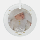 マイエレガント初めてのクリスマスベビーの写真 ガラスオーナメント (正面)