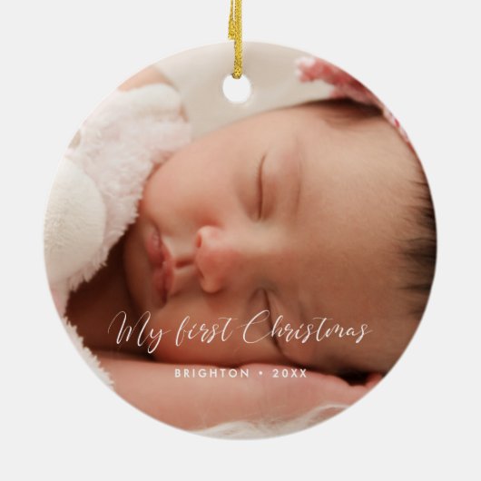 マイエレガント初めてのクリスマスベビー写真 セラミックオーナメント (裏面)
