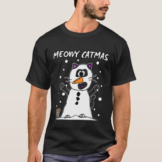 マイオウィカタマスキャット雪だるまマウススノークリスマス2021 Tシャツ (正面)