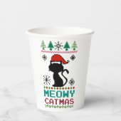 マイオウィカタマスクリスマスサンタキャット醜いセーター 紙コップ (正面)
