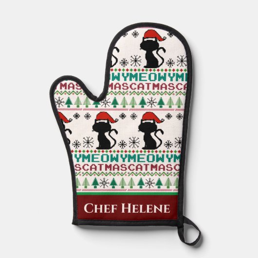マイオウィカタマスクリスマスサンタキャット醜いセーター 鍋つかみ (正面)