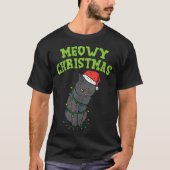 マイオウィカタマスブラックキャットクリスおもしろいマスクリスマスキャットオウ Tシャツ (正面)