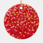 マイオウィキャットクリスマスレッドスパークルグリッター セラミックオーナメント (裏面)