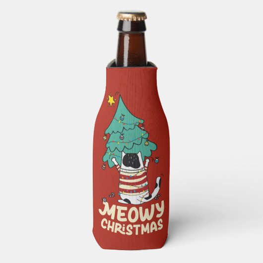 マイオウィクリスマスおもしろい猫好き ボトルクーラー (ボトル正面)