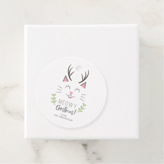 マイオウィクリスマスかわいい猫と〔雄ジカの〕枝角休日 フェイバータグ (インサイチュ)
