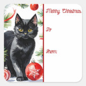 マイオウィクリスマスキットンウォーターカラーギフトラベル スクエアシール (正面)