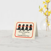 マイオウィクリスマスキュート猫ちゃんヴィンテージホリデー カード (黄色い花)