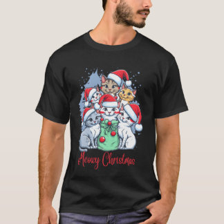 マイオウィクリスマスクリスマスキャットレトロ Tシャツ