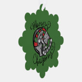 マイオウィクリスマスグレーキャットアート オーナメントカード (右)