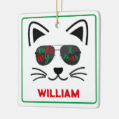 マイオウィクリスマスサングラスキティキャットホワイト セラミックオーナメント (左)