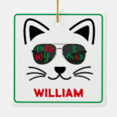 マイオウィクリスマスサングラスキティキャットホワイト セラミックオーナメント (裏面)