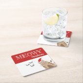 マイオウィクリスマスサンタおもしろい猫子猫 スクエアペーパーコースター (インサイチュ)