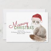 マイオウィクリスマスシベリア猫サンタハット水彩色 シーズンカード (正面)