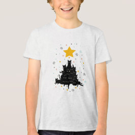 マイオウィクリスマスツリーおもしろい、猫クリスマスツリー トライブレンドＴシャツ