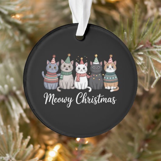 マイオウィクリスマスハッピーキャットイヤー猫好きクリスマス オーナメント (ツリー)