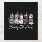 マイオウィクリスマスハッピーキャットイヤー猫好きクリスマス ワインラベル (シングルラベル)