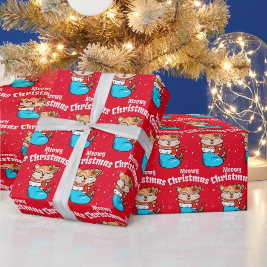 マイオウィクリスマスパターおもしろいンキャットクリスマスラップ ラッピングペーパー (クリスマス)