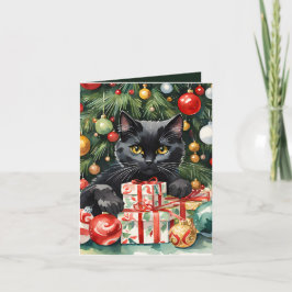 マイオウィクリスマスブラックキットン&クリスマスツリー シーズンカード