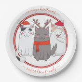 マイオウィクリスマスホリデーキャッツ ペーパープレート (正面)