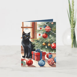 マイオウィクリスマスボンベイ猫の水色 シーズンカード