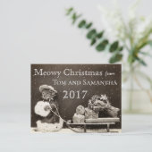 マイオウィクリスマスヴィンテージキャットクリおもしろいスマス シーズンポストカード (スタンド正面)