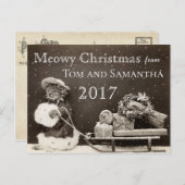 マイオウィクリスマスヴィンテージキャットクリおもしろいスマス シーズンポストカード (正面/裏面)