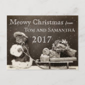 マイオウィクリスマスヴィンテージキャットクリおもしろいスマス シーズンポストカード (正面)