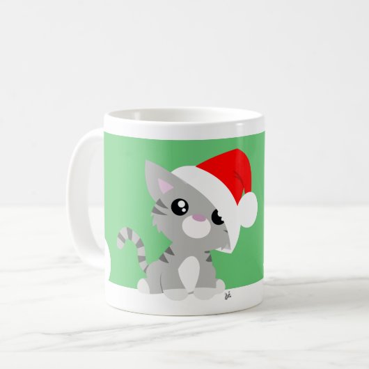 マイオウィクリスマス子猫マグ コーヒーマグカップ (正面左)