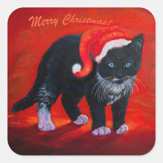 マイオウィクリスマス子猫 スクエアシール (正面)