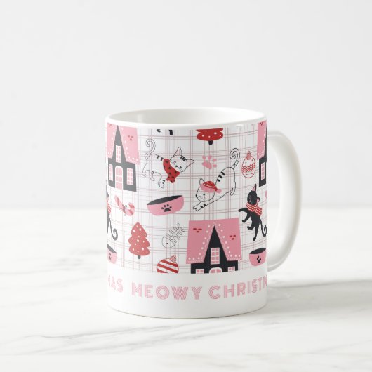 マイオウィクリスマス猫マグカップ コーヒーマグカップ (正面右)