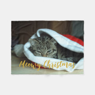 マイオウィクリスマス猫 フリースブランケット