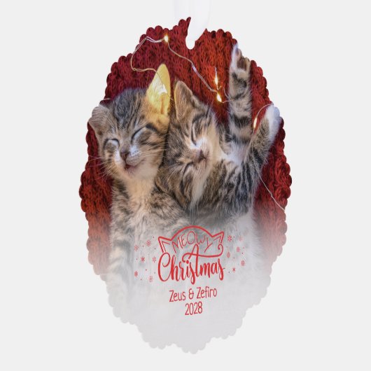 マイオウィクリスマス2写真おもしろい猫好き オーナメントカード (右)