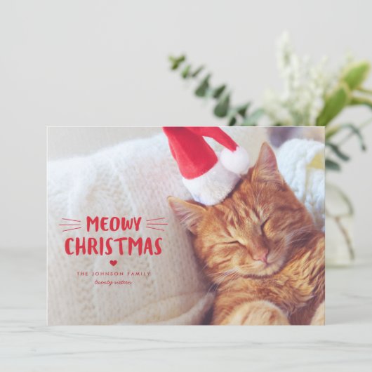 マイオウィクリスマス |かわいい猫の休日の写真カード シーズンカード (スタンド正面)