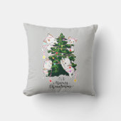 マイオウィクリスマス |猫おもしろいイラストレーション クッション (正面)