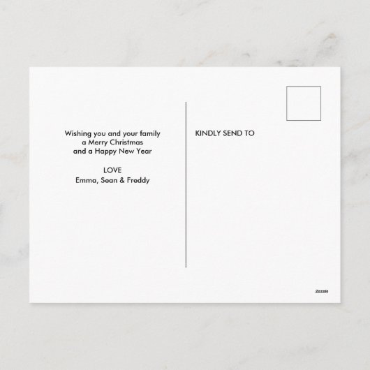 マイオウィクリスマス | 猫のおもしろいクリスマスフォト シーズンポストカード (裏面)