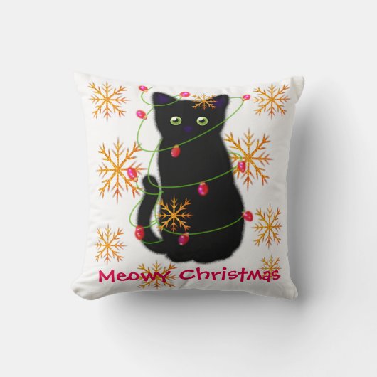 マイオウィクリスマス |猫好きプレゼント |黒猫 クッション (正面)