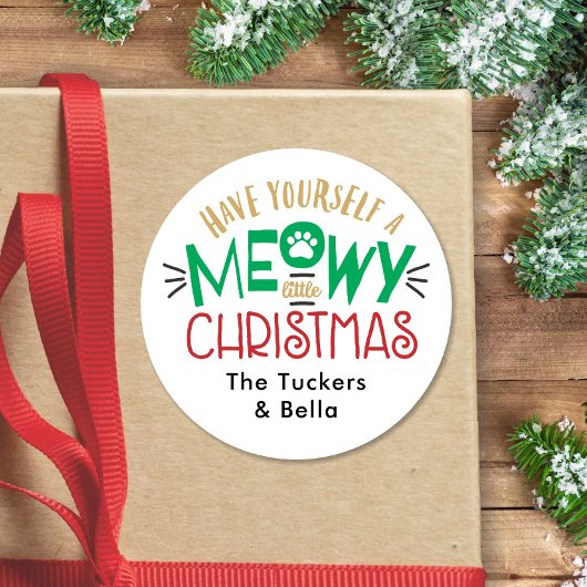 マイオウィリトルクリスマス猫好き ラウンドシール