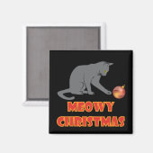 マイオウィーおもしろいクリスマスグレー猫 マグネット (正面/裏面)