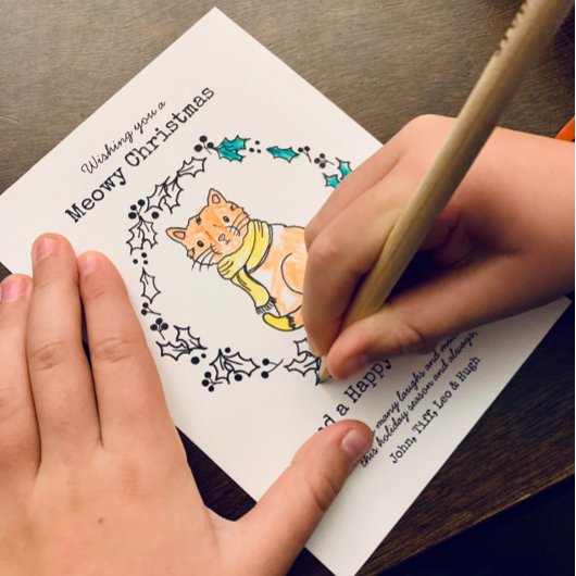 マイオウィークリスマスカラー可愛い猫スカーフ シーズンカード