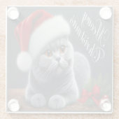 マイオウィークリスマスブリティッシュショートエアサンタ猫 ガラスコースター (裏面)