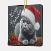マイオウィークリスマスブリティッシュショートエアサンタ猫 セラミックオーナメント (左)