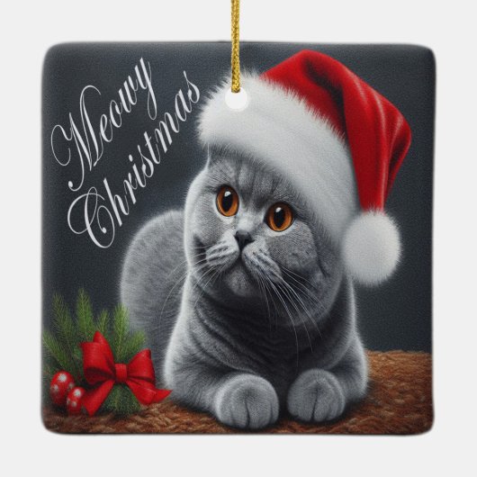 マイオウィークリスマスブリティッシュショートエアサンタ猫 セラミックオーナメント (裏面)