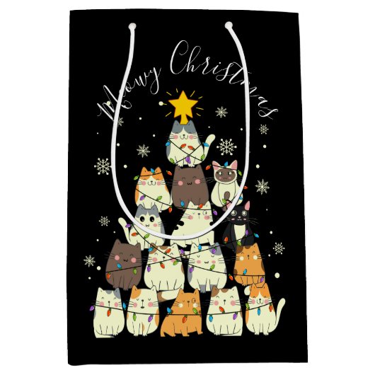 マイオウィーメリークリスマスキャット ミディアムペーパーバッグ (正面)