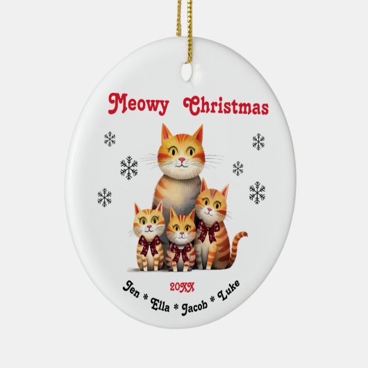 マイオウィー独身のクリスマス母猫ファミリー セラミックオーナメント (右)